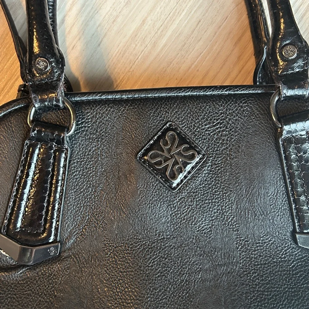 Simply Vera Vera Wang Faux Leather Snake Skin Handbag Black Purse Handle